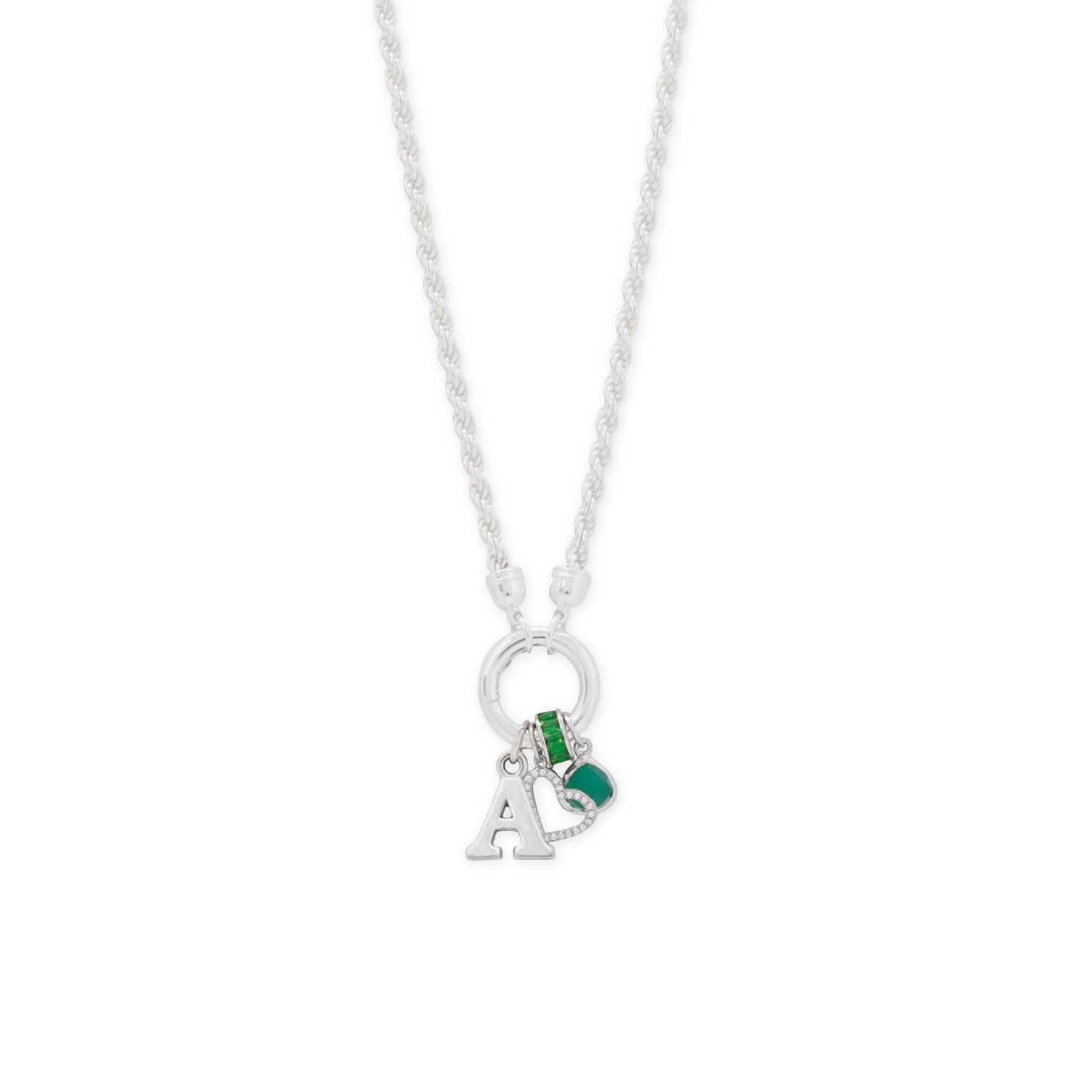 Rhodium Plated CZ Birthstone Wheel Bead Charms (January-December)