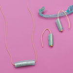 18" Gold Filled Ancient Roman Glass Bar Necklace