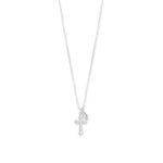 16" Birthstone and Ornate Cross Charm Necklace (All Months)