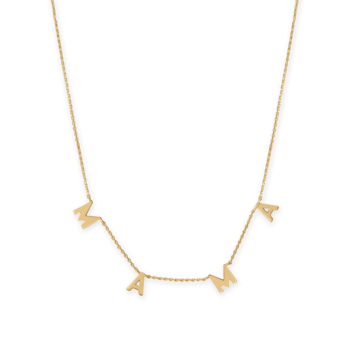 16" + 2" 14 Karat Gold Plated "MAMA" Charm Necklace