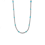 16" Sleeping Beauty Turquoise Chip and Oxidized Bead Necklace
