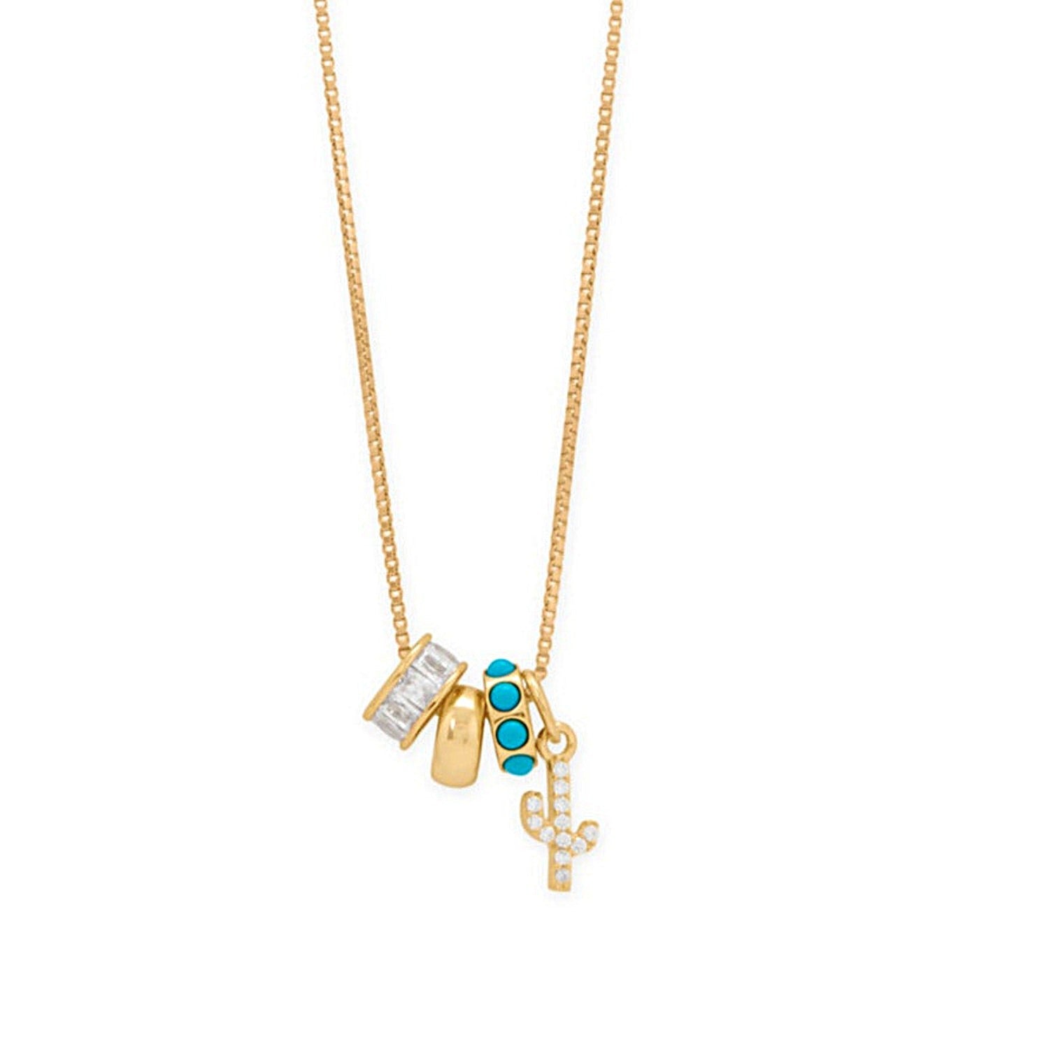 Cowgirl Chic! 18" 14 Karat Gold Plated Charm Necklace