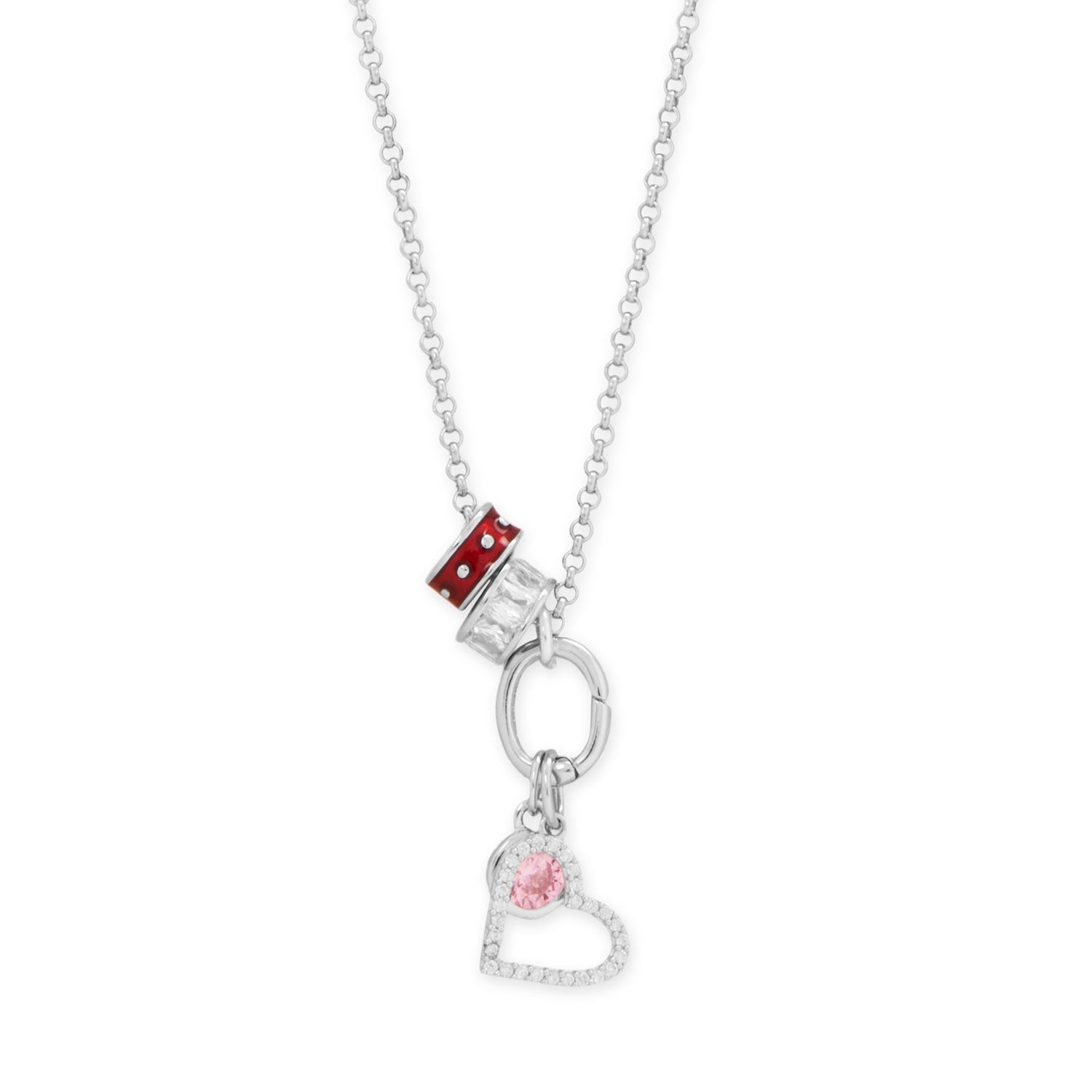 Shades of Love! 18" Rhodium Plated Charm Necklace