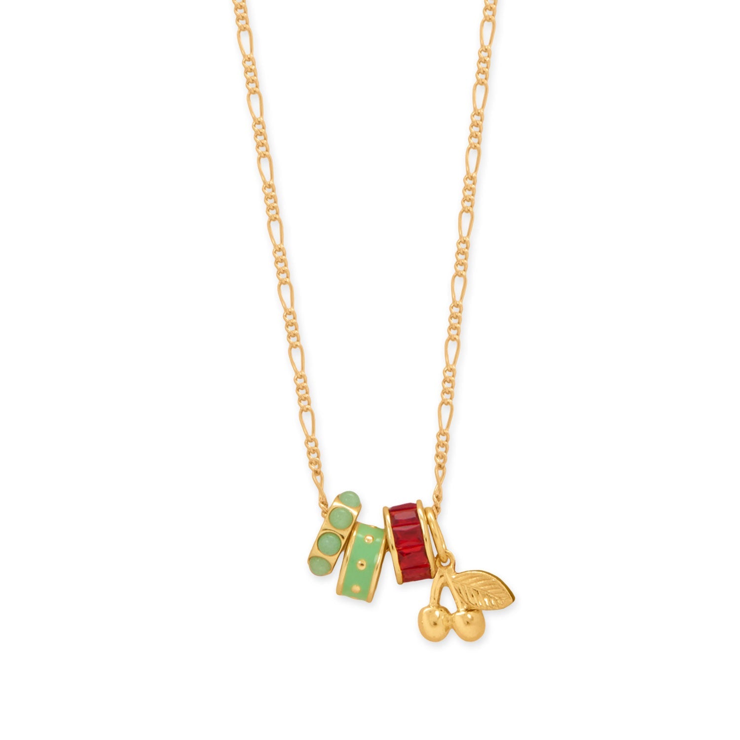 Cheers for Cherries! 18" 14 Karat Gold Plated Charm Necklace