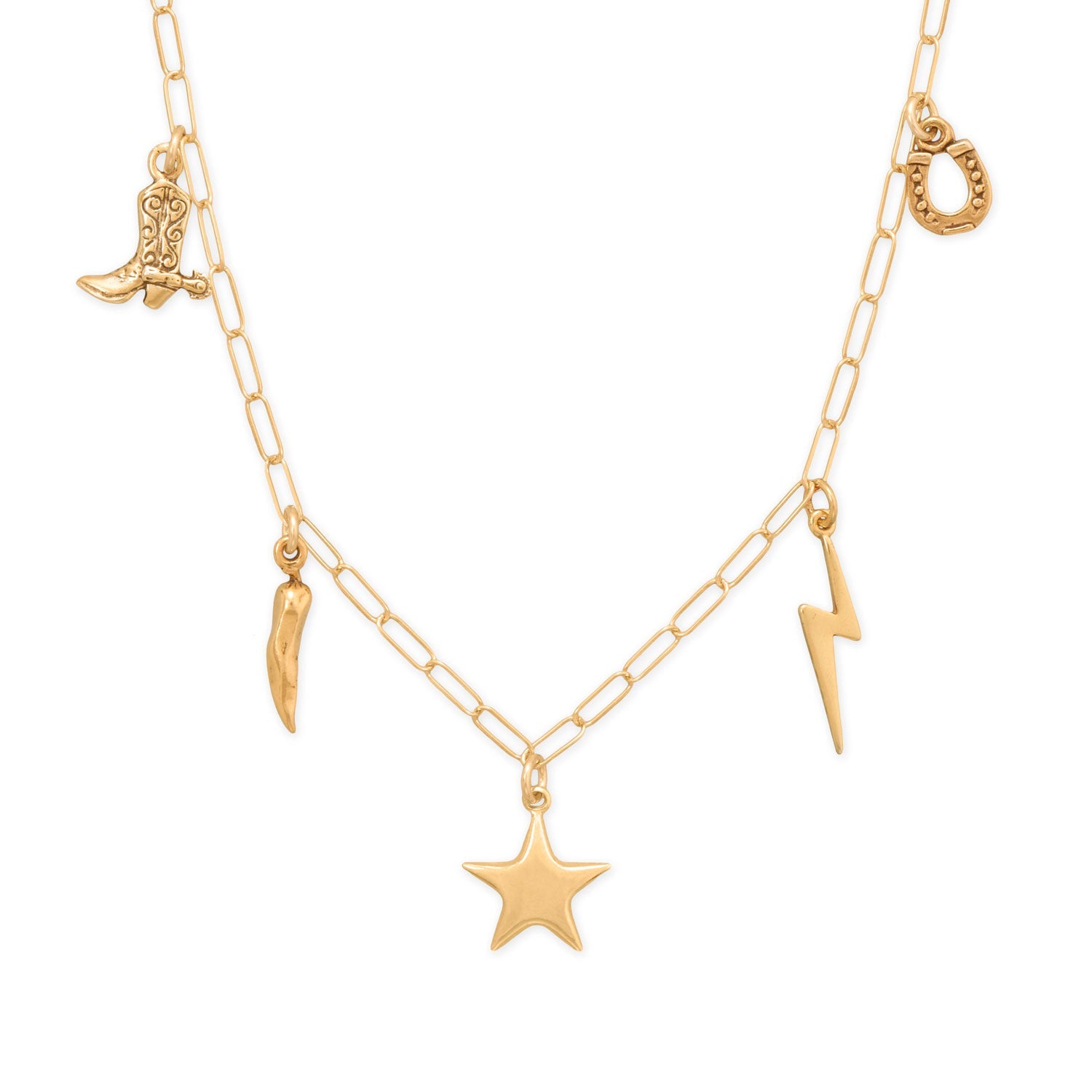 18" 14 Karat Gold Plated Charm Necklace