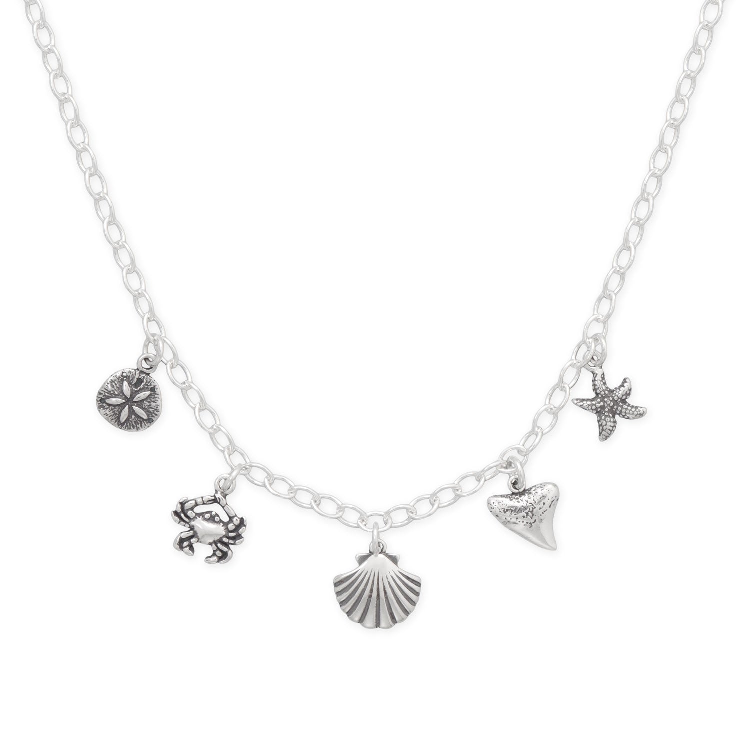 Seaside Style! 18" Oxidized Charm Necklace