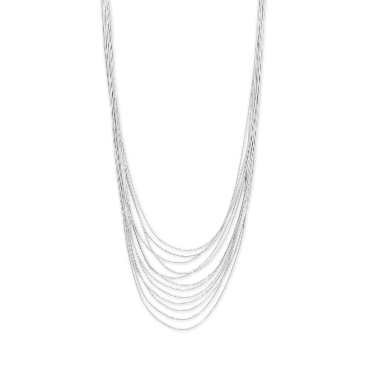 30" + 1" Graduated 12 Strand Liquid Silver Necklace