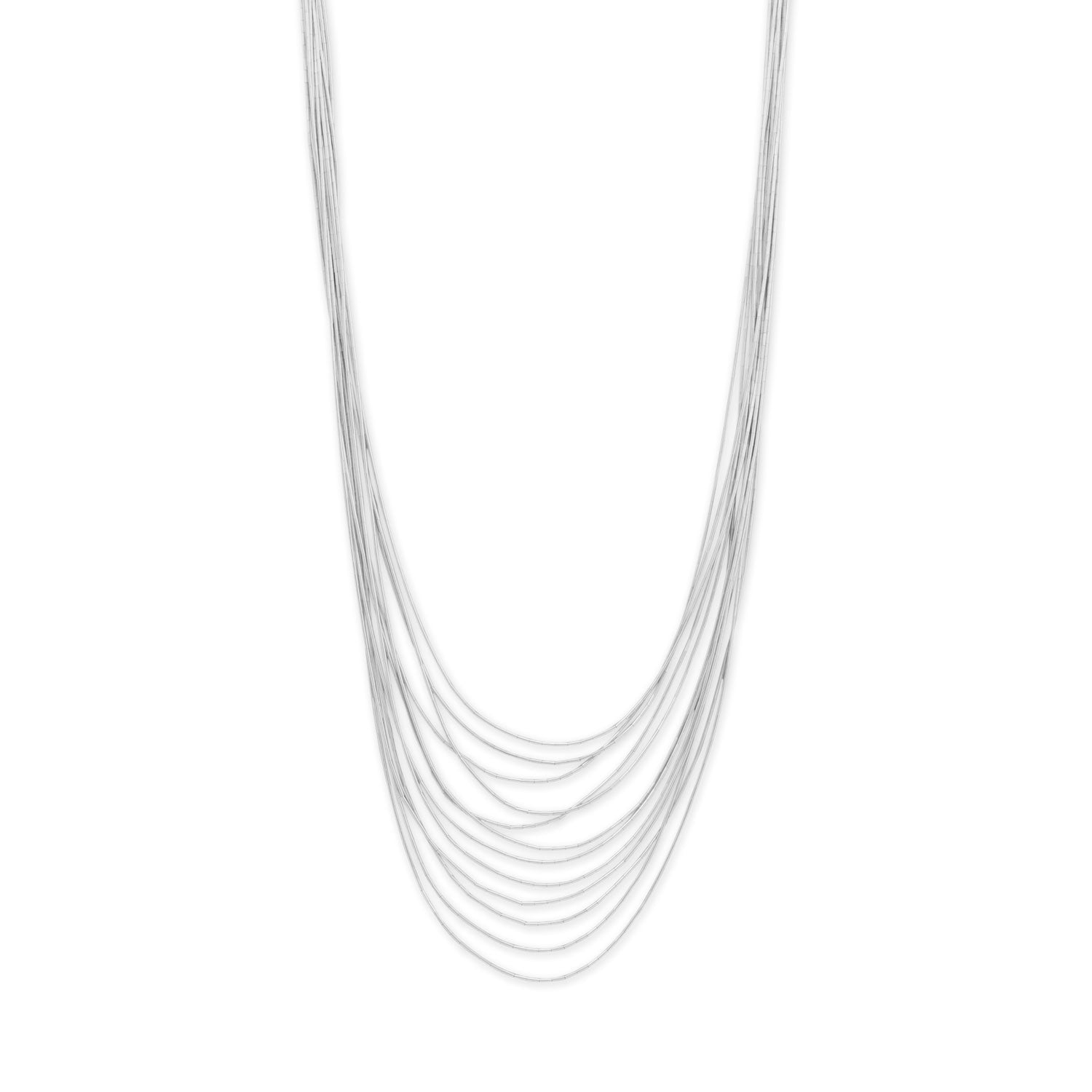 30" + 1" Graduated 12 Strand Liquid Silver Necklace