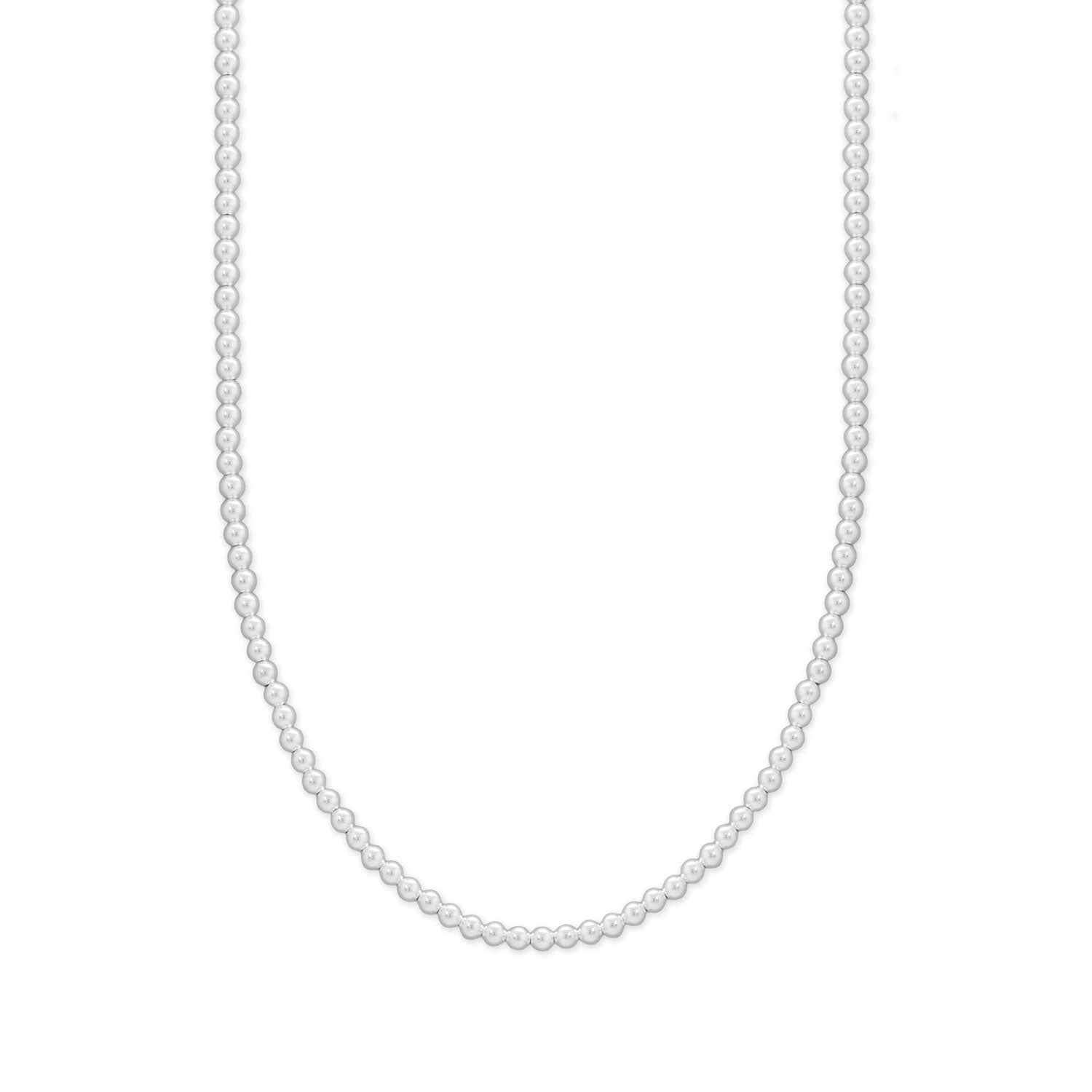16" + 2" 3mm Silver Bead Necklace