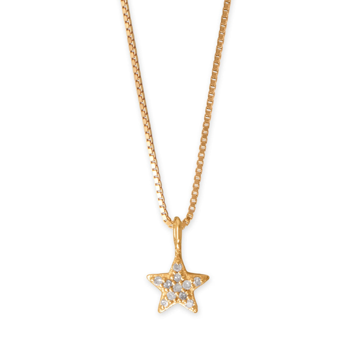 16" 14 Karat Gold Plated Diamond Studded Star Necklace