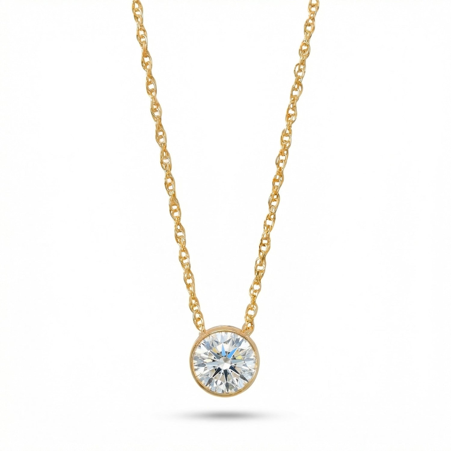 14/20 Gold Filled Floating 6mm Lab Grown Diamond Slide Necklace