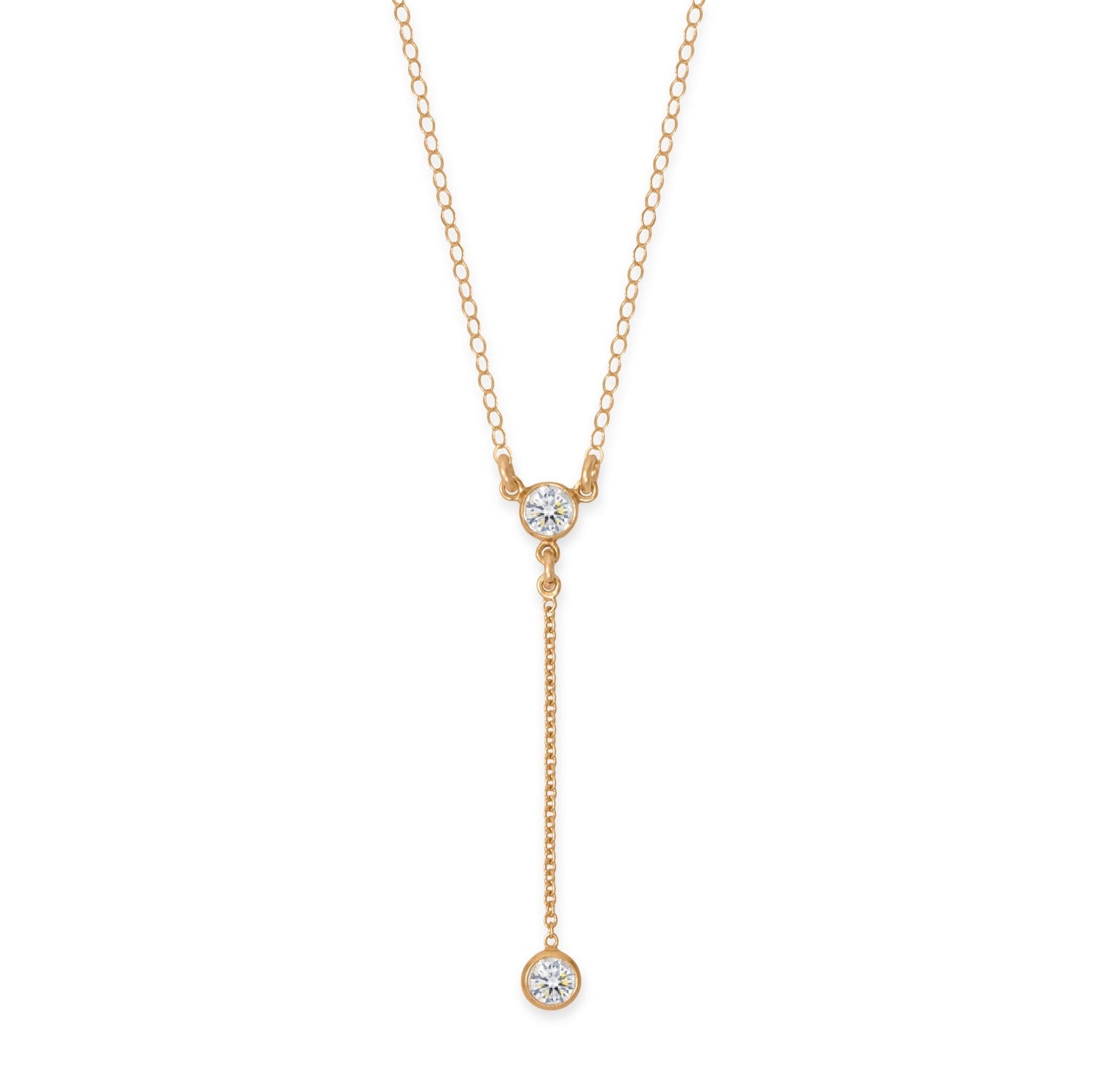 18" + 2" 14/20 Gold Filled 4mm CZ Y Drop Necklace