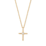16" + 2" 14 Karat Gold Plated Lab Grown Diamond Cross Necklace