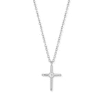 16" + 2" Rhodium Plated Lab Grown Diamond Cross Necklace