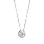16" + 2" Rhodium Plated Floating 6mm Lab Grown Diamond Slide Necklace