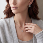 16" + 2" Rhodium Plated Floating 6mm Lab Grown Diamond Slide Necklace