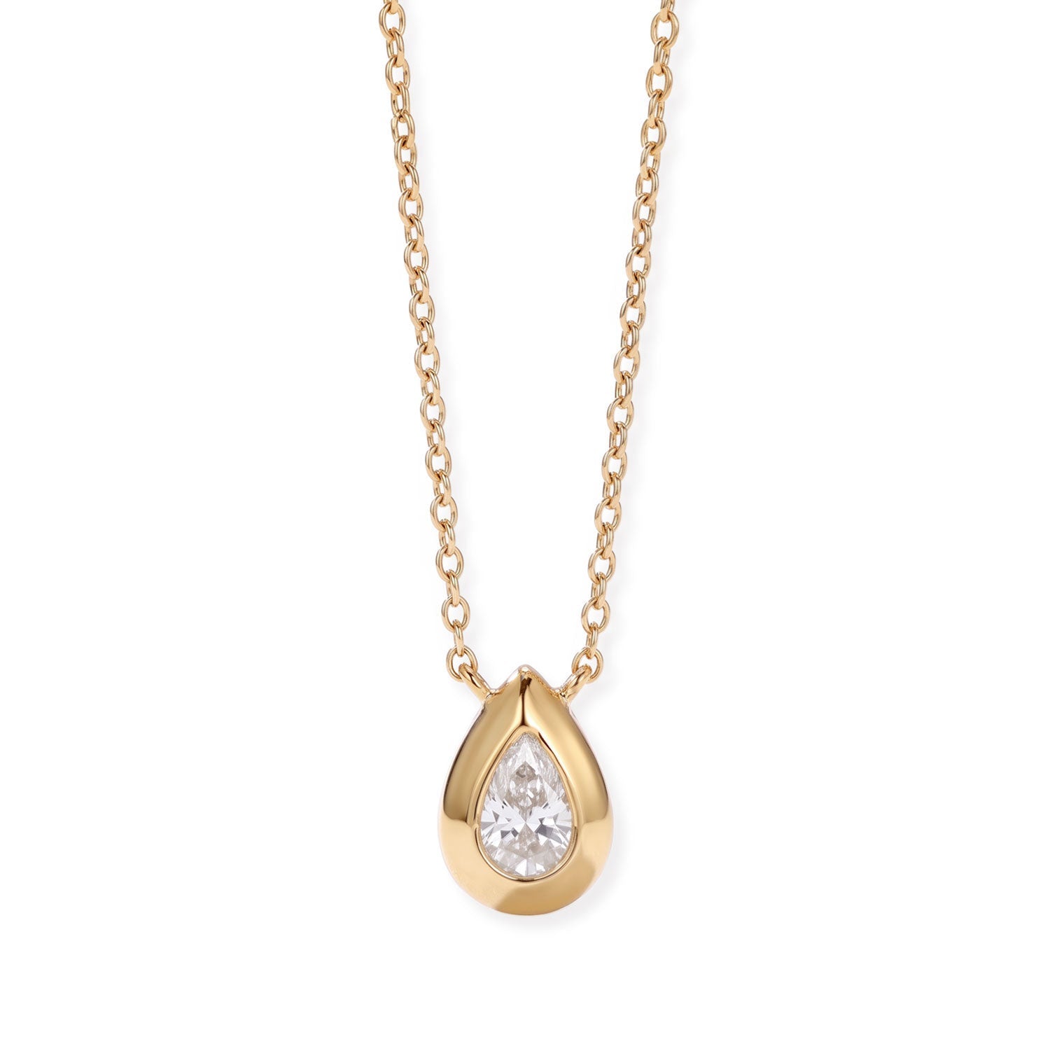 16" + 2" 14 Karat Gold Plated Pear Lab Grown Diamond Necklace