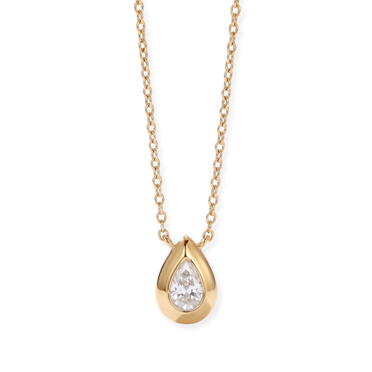 16" + 2" 14 Karat Gold Plated Pear Lab Grown Diamond Necklace