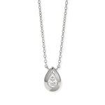 16" + 2" Rhodium Plated Pear Lab Grown Diamond Necklace