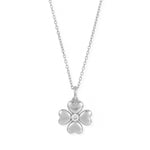 16" + 2" Rhodium Plated Lucky Clover Lab Grown Diamond Necklace