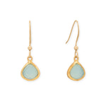 14 Karat Gold Plated Pear Aqua Chalcedony Charm