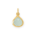 14 Karat Gold Plated Pear Aqua Chalcedony Charm