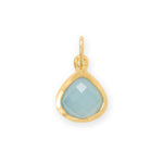 14 Karat Gold Plated Pear Blue Chalcedony Charm