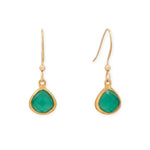 14 Karat Gold Plated Pear Green Onyx Charm