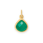14 Karat Gold Plated Pear Green Onyx Charm