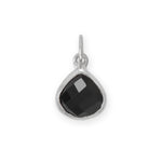Rhodium Plated Pear Black Onyx Charm