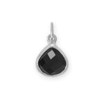 Rhodium Plated Pear Black Onyx Charm