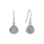 Rhodium Plated Pear Labradorite Charm