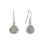 Rhodium Plated Pear Labradorite Charm