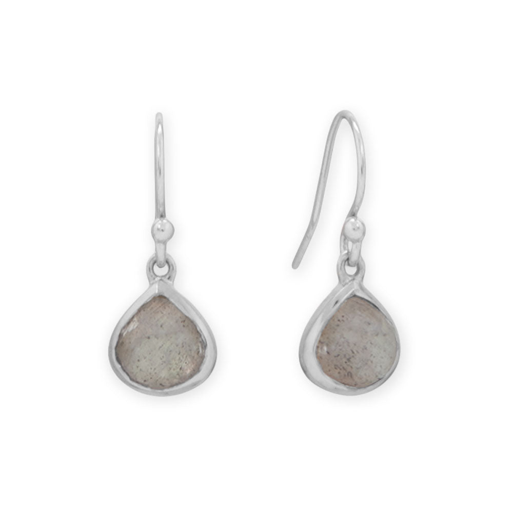 Rhodium Plated Pear Labradorite Charm