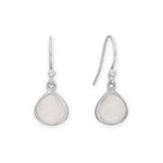 Rhodium Plated Pear Rainbow Moonstone Charm