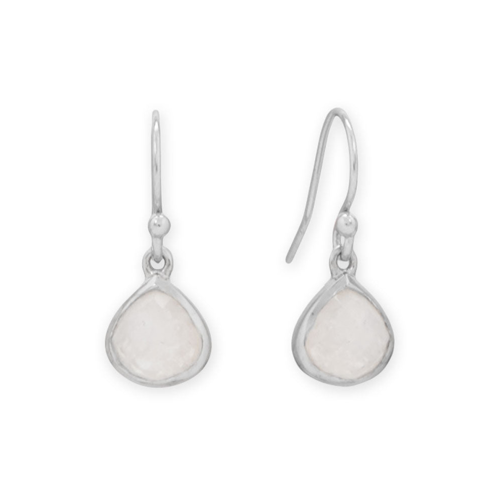 Rhodium Plated Pear Rainbow Moonstone Charm