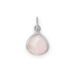 Rhodium Plated Pear Rose Quartz Charm