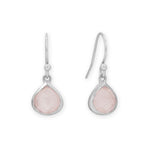 Rhodium Plated Pear Rose Quartz Charm