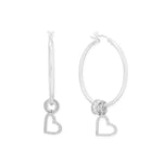 Dainty Rhodium Plated CZ Angled Heart Outline Charm
