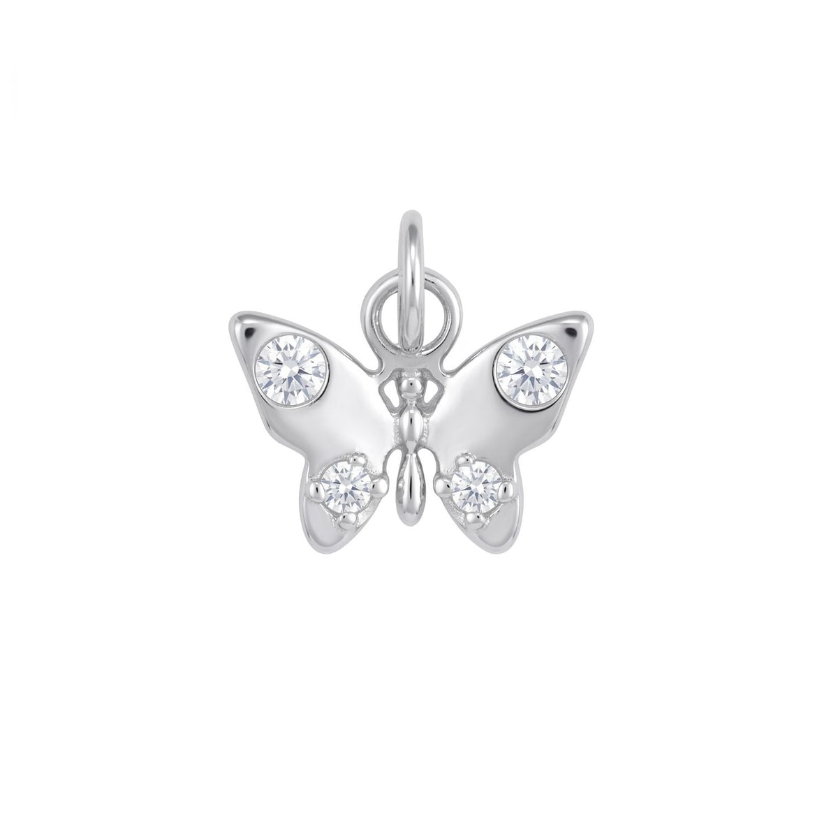 Dainty Rhodium Plated CZ Butterfly Charm