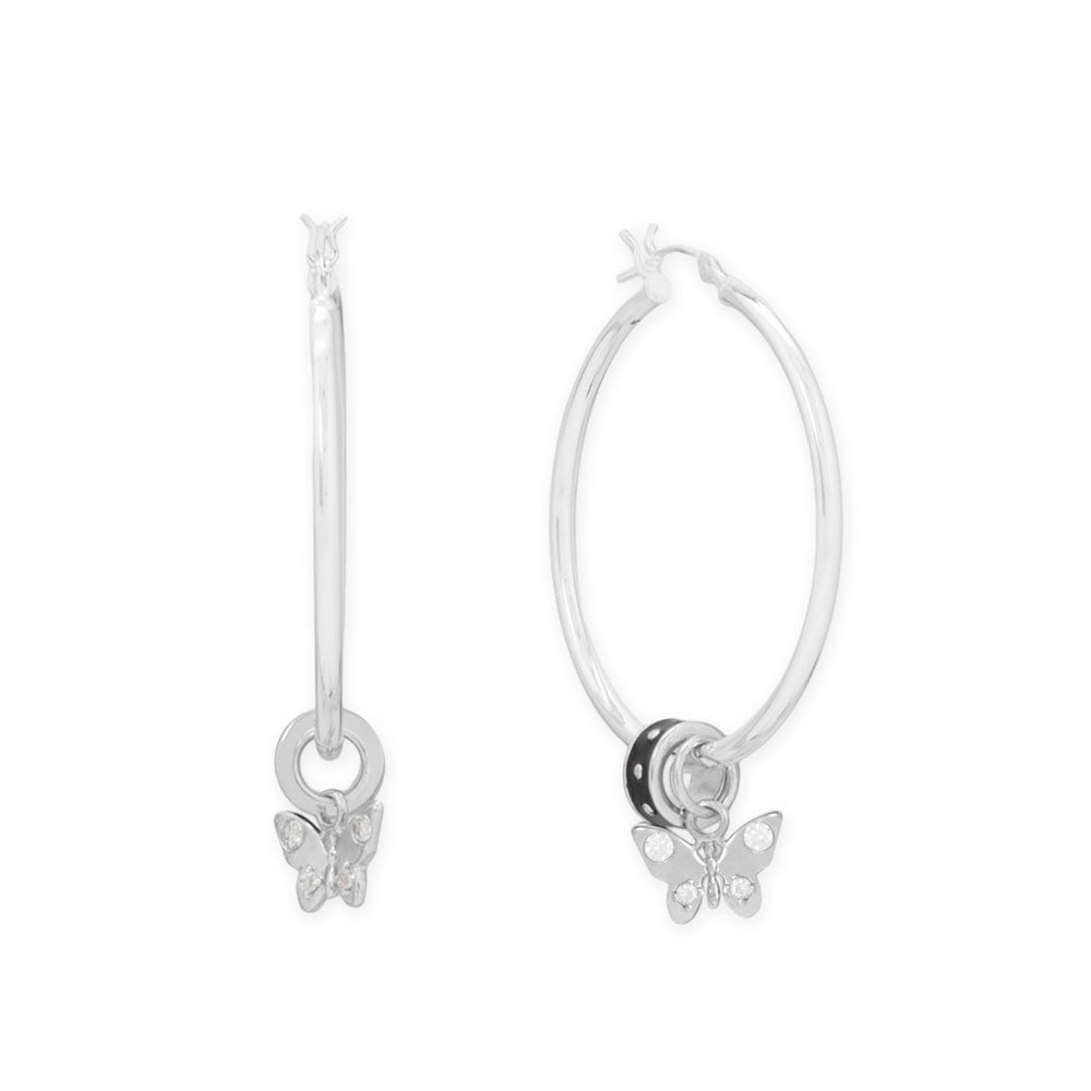 Dainty Rhodium Plated CZ Butterfly Charm