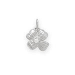 Dainty Rhodium Plated CZ Detailed Flower Charm