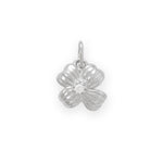 Dainty Rhodium Plated CZ Detailed Flower Charm