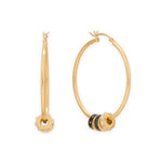 14 Karat Gold Plated Black Enamel Inlay Dotted Wheel Bead Charm
