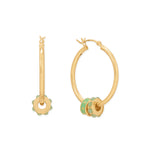 14 Karat Gold Plated Green Aventurine Wheel Bead Charm