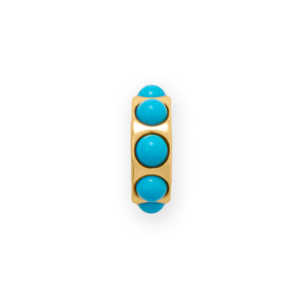 14 Karat Gold Plated Imitation Turquoise Wheel Bead Charm