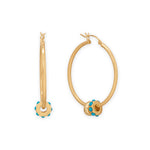 14 Karat Gold Plated Imitation Turquoise Wheel Bead Charm