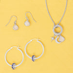 Rhodium Plated Pear Rainbow Moonstone Charm