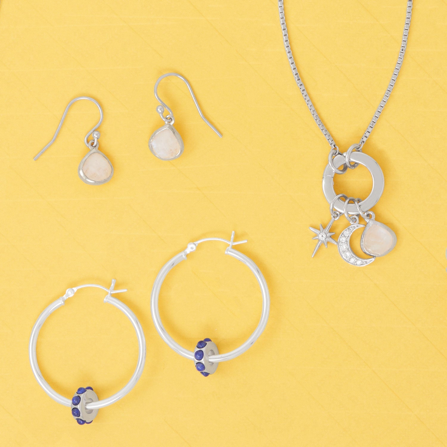 Dainty Rhodium Plated CZ Crescent Moon Charm