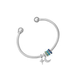 Dainty Rhodium Plated CZ Crescent Moon Charm
